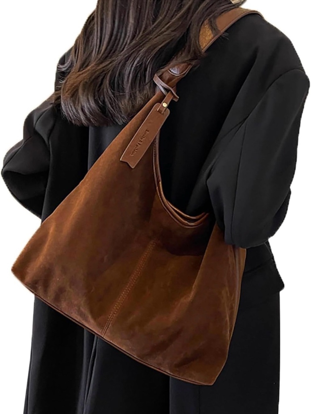 Faux Suede Slouchy Hobo  Shoulder Purse Light Brown-New - Picture 5 of 5